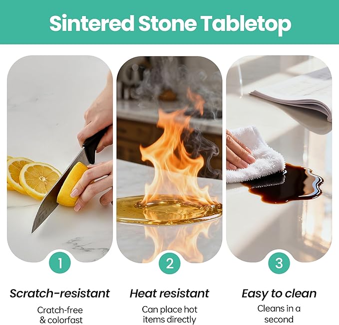 19.7" Lazy Susan Turntable – 360° Sinteredstone Silent Anti-Slip Turntable, Table Top Centerpiece for Kitchen, Pantry, Spice Rack, Refrigerator & Dining Table, White