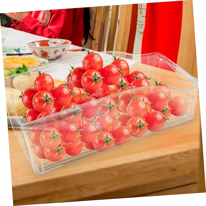 Clear Refrigerator Drawer Organizer Box for Kitchen Fridge Storage Food-grade Transparent Container for Vegetables Fruits Noodles and Meal Prep Space-saving Fridge Organizer