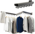 SVELTHOME Clothes Drying Rack Wall Mounted, Foldable Laundry Drying Rack,Retractable Tri-Fold Space Saver for Laundry Room Bathroom (Black)