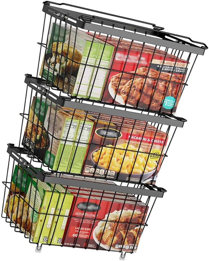 Stackable Freezer Storage Container For Produce Vegetables Snackies Extendable Wire Basket With Clear Bounds Permanent Kitchen Organization Multiple Purpose Refrigerator Food Container
