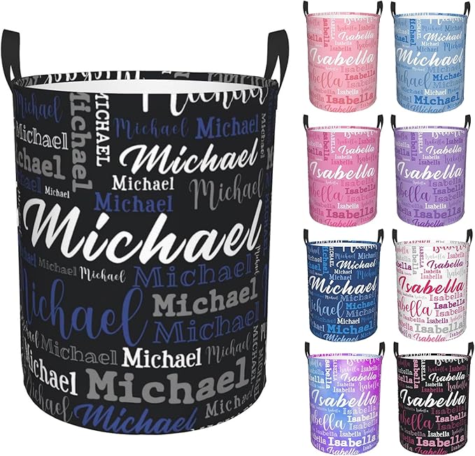 Custom Name Laundry Hamper, Personalized Laundry Baskets with Name for Boys Girls Women Men, Customized Collapsible Dirty Clothes Hamper Easy Storage Gifts for Bedroom Bathroom Living Room