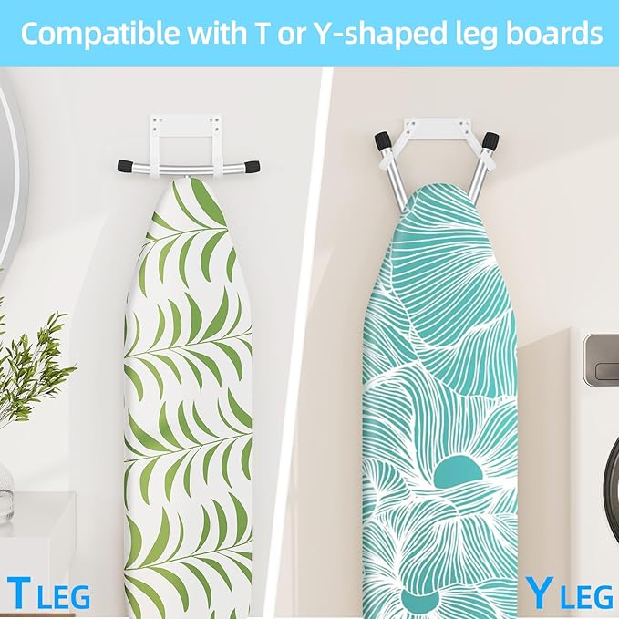 JUYSON Ironing Board Holder Wall Mount for T&Y Leg Ironing Board Hanger, Small Wall Mounted Ironing Board, Iron Holder Wall Mounted for Laundry Room