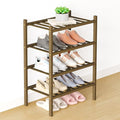 Smiry Bamboo Shoe Rack for Closet, 4 Tier Small Wooden Stackable Shoe Organizer, Free Standing Shoes Storage Shelf for Entryway, Front Door Entrance, Walnut