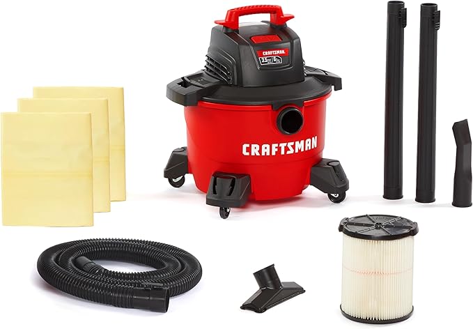Craftsman CMXEVBE17584 6 Gallon 3.5 Peak HP Wet/Dry Vac, Portable Shop Vacuum with Attachments and Dust Collection Bags