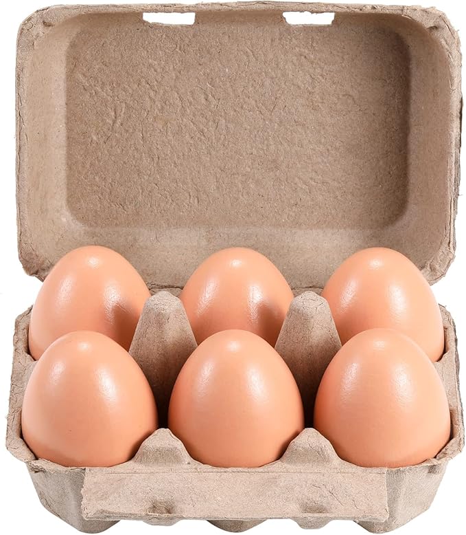 Half Dozen Egg Cartons 100 Pack, Blank Natural Pulp Box 6 Count for Chicken Eggs Reusable, Storage Tray Strong for Holds Up to Six 6 Egg Cardboard Paper Holder Container for Refrigerator