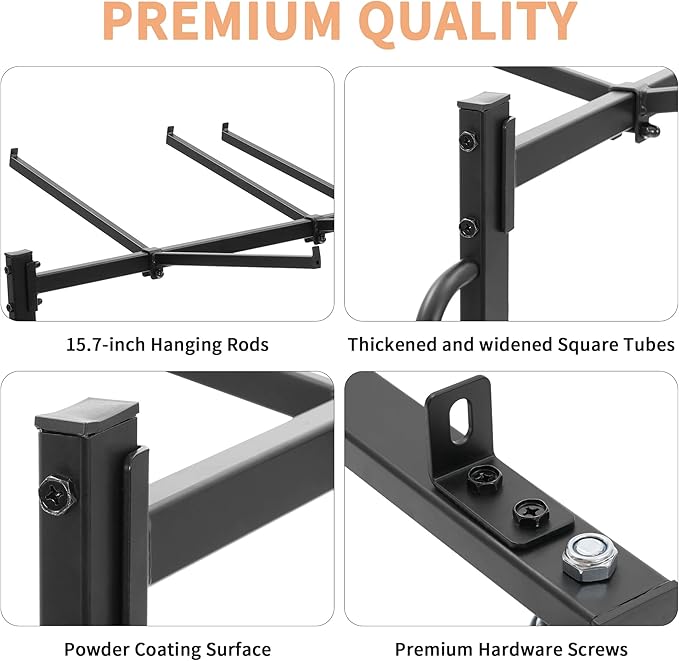 Folding Chair Rack with Wheels, Heavy Duty Steel Chair Cart for 42 Chairs or 12 Tables, Folding Chair Racks for Storage Dolly, Large Chair Holder W/Elastic Cords,Dust Cover (Single Layer)