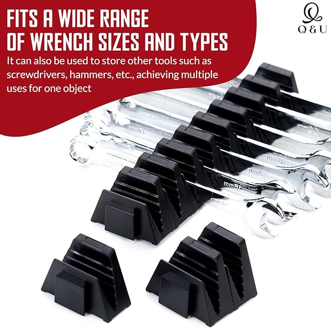 Q&U Wrench Organizer Modular System – 24 PCS Magnetic Wrench Organizer for Tool Box Drawer, Modular Wrench Organizer and Wrench Storage Rack, Heavy Duty Wrench Holder