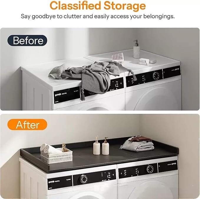 Hanobe Washer Dryer Countertop Topper : Wood Laundry Table Top - Over Washer and Dryer for Laundry Room