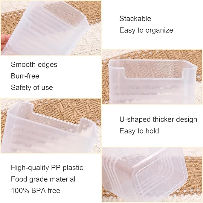 6 PCS Fridge Organizer Bins, Refrigerator Side Door Storage Box, Plastic Clear Storage Container for Fridge Cupboard Pantry Snacks Tins Kitchen