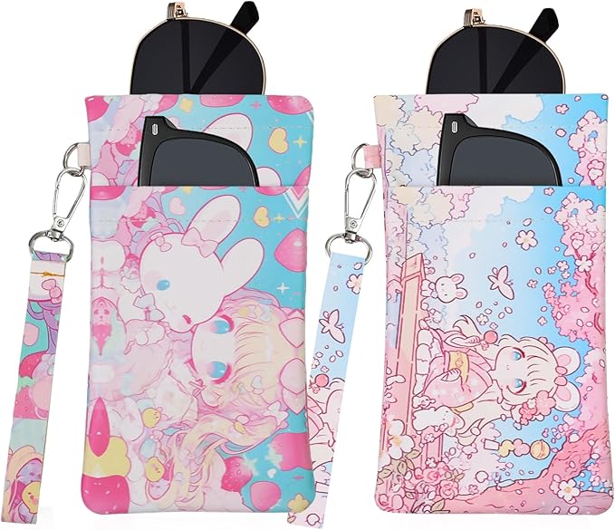 Double Eyeglass Case Soft Dual Glasses Case for Women Men Travel Squeeze Top Sunglasses Cases Eyeglasses Pouch