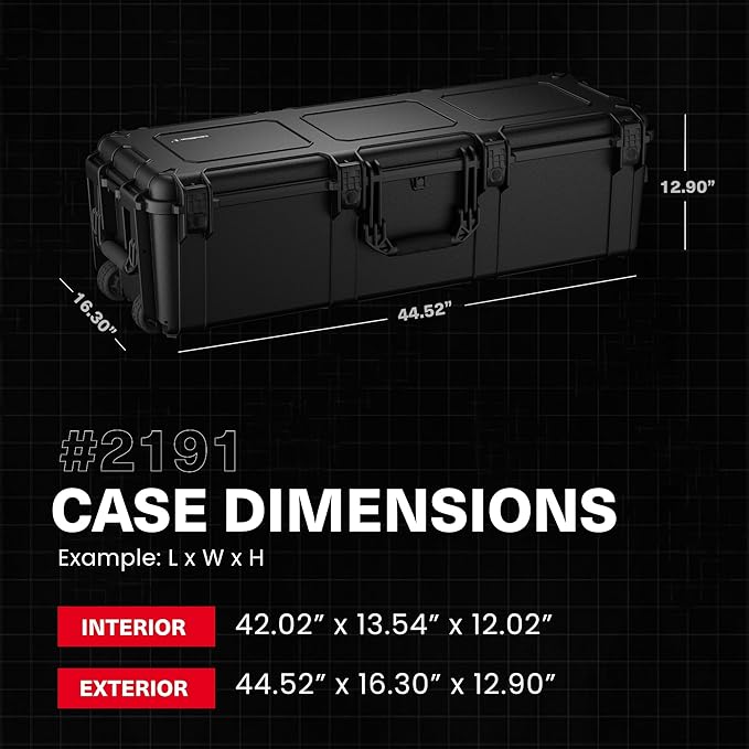 Condition 1 45" Waterproof Hard Case w/Wheels & Pluckable Foam – Lockable, IP67-Rated Waterproof, TSA Approved Storage Trunk for Gear, Camera, Equipment – Black, Made in USA, Model 2191
