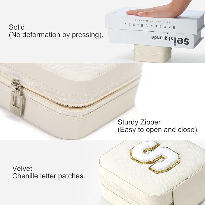 Parima Christmas Stocking Stuffers Gifts for Teenage Girls Travel Jewelry Case - White Gift for Female Friends and Bridesmaids - Self Care, Birthday and Bride Gifts