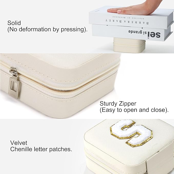 Parima Christmas Stocking Stuffers Gifts for Grandkids, Travel Gifts for Teacher Travel Jewelry Box | Teacher Birthday Gifts| Gifts for Teacher| Retirement Gifts for Women - Letter L, White