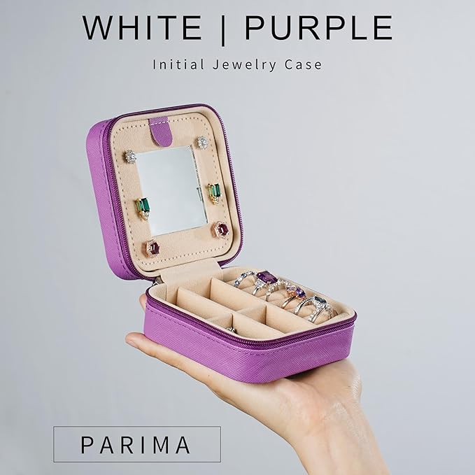Parima House Warming Gifts New Home - Personalized Jewelry Holder Organizer for Travel | Preppy Purple Stuff & Room Decor for Teen Girls | Travel Jewelry Case - Letter N