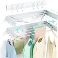 BAKON Wall Mounted Drying Rack, Indoor Outdoor Foldable Wall Mounted Clothes Drying Rack, Concealed Wall Drying Rack - Space Saving for Storage and Drying Clothes, 6 Hooks, 5 Poles (31.5"【Upgrade】)