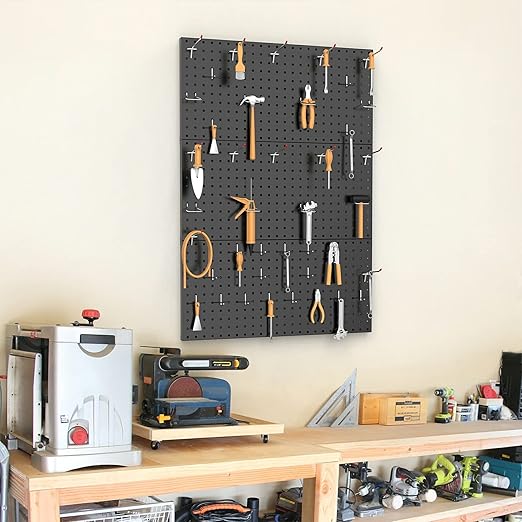 TORACK 3-Pack 12x24 inch Metal Pegboard Panels for Garage Wall, Tools Organizer Pegboard for Workbench, Workshop, Modular Peg Board Tool Storage Board for Pegs(Black)