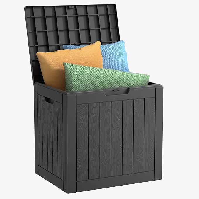 30 Gallon Outdoor Storage Box, Resin Deck Boxes Waterproof, Indoor Outdoor Bin for Package Delivery, Patio Cushions, Gardening Tools, Lockable, UV Resistant