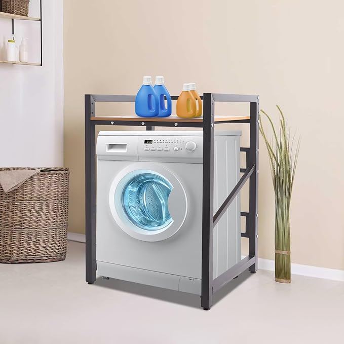 Over The Washer and Dryer Storage Shelf, Height Adjustable Washer Dryer Stacking Rack Stand for Bathrooms Laundry Rooms, Load Capacity 660 lbs
