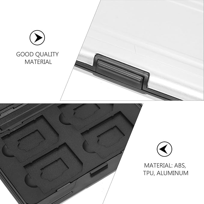 Memory Card Storage Box with Slots Secure Locking Organizer for Micro and Standard Cards Silver Gray Case Holder for Digital Camera Accessories