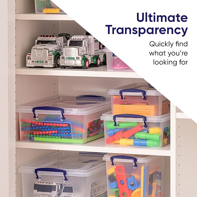 Superio Clear Storage Bins with Lids, 28.5 Quart BPA Free Plastic Containers, Transparent Boxes for Organizing, Stackable Crates, Organizer Totes for Home, Office, School, and Dorm