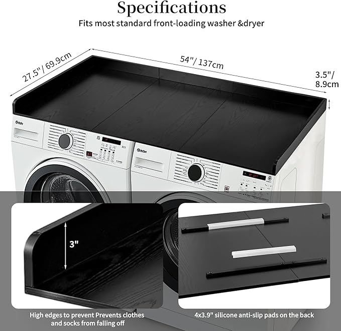 Hanobe Washer Dryer Countertop Topper : Wood Laundry Table Top - Over Washer and Dryer for Laundry Room