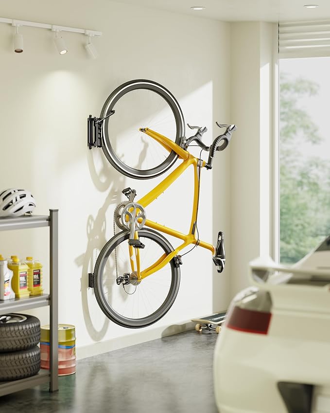 monTEK Heavy duty Bike Wall Mount, Swivel Bike Wall Hanger Holds Up to 77lbs, Space-Saving Bike Rack Garage, Bike Storage for Bedroom Home Office, 1 Pack