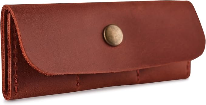 Cognac Leather SD Card Holder - Micro SD & Memory Card Organizer & Storage Case for Travel