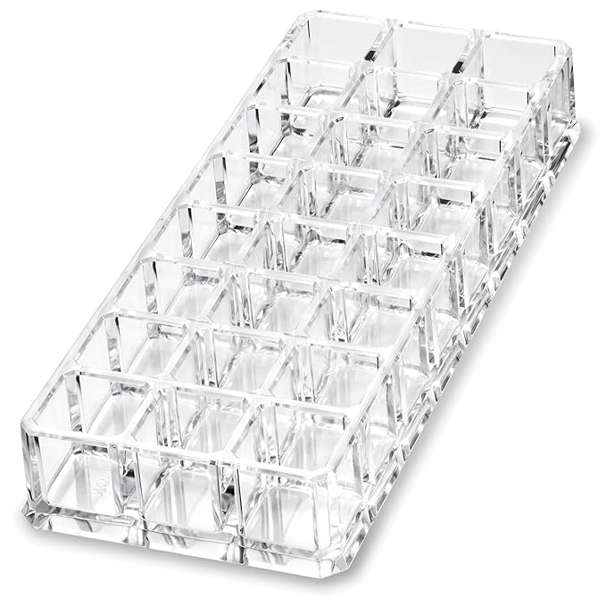 byAlegory Acrylic Lipstick & Acrylic Compact Makeup Organizer Set For Bronzer Highlighter Powder & Blush 32 Space Refillable Cosmetic Storage - Clear