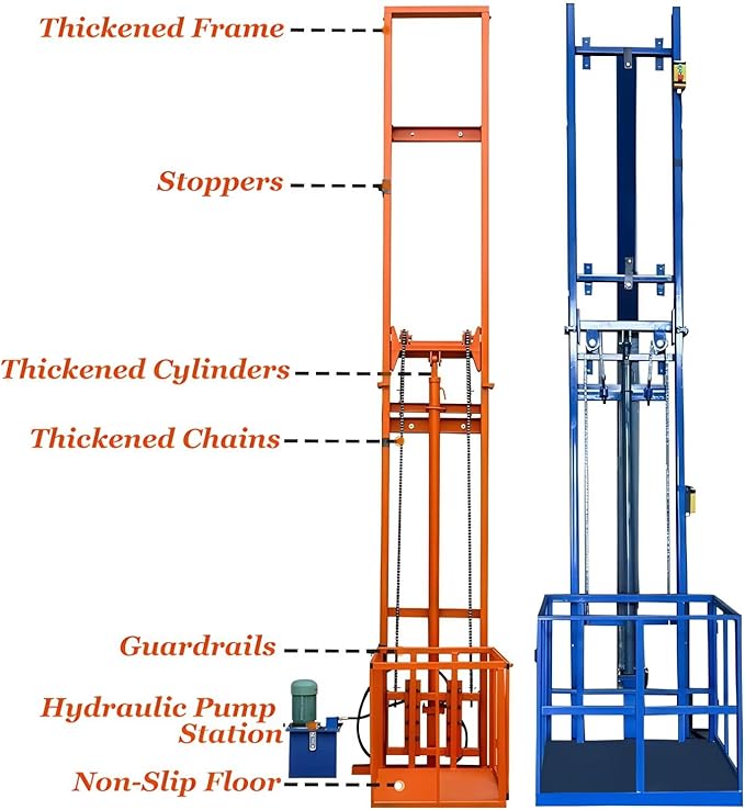 1Ton/2200Lbs Load Capacity Electric Lift Platform Table,29FT Lifting Height Hydraulic Lifting Rail Hoist,Wall Mounted Factory Warehouse Home Space Dedicated Freight Elevator