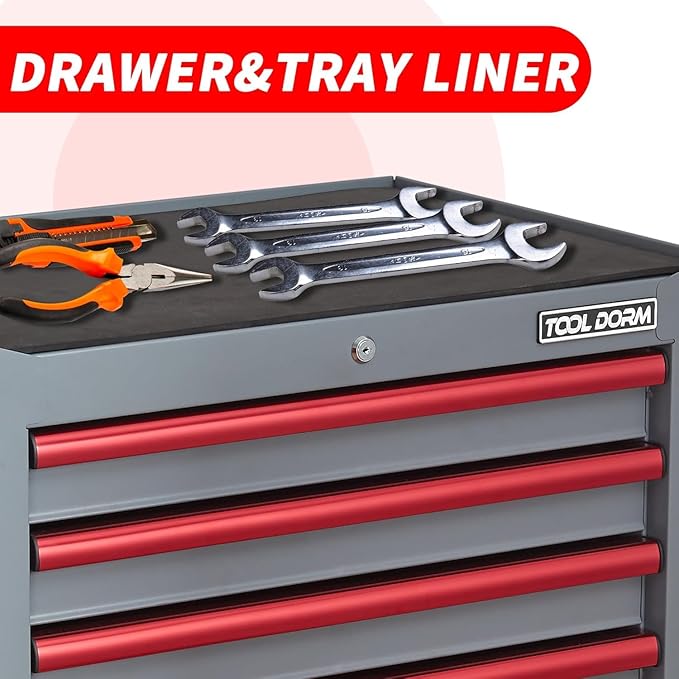 7-Drawer Rolling Tool Chest with Locking Wheels & Drawers, 18.11" D x 26.61" W x 38.3" H Mobile Tool Storage Cabinet, Heavy-Duty Garage Organizer with Ergonomic Handle
