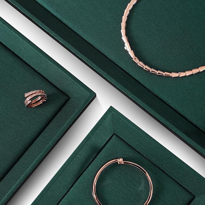 Jewelry Display For Selling, Leather Tray,Premium Green Jewelry Flat Tray,Mens Jewelry Tray For Jewelry Store Display