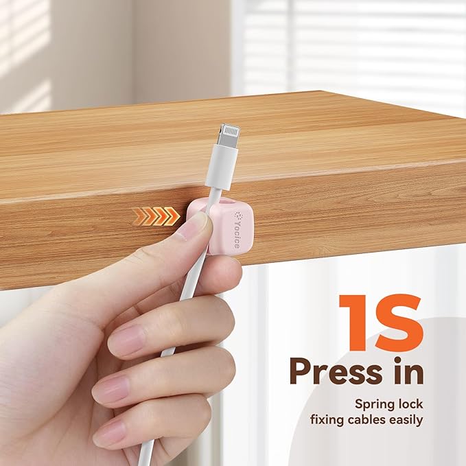 12 Pack Rotatable Cord Organizer,Spring Cable Clips Desk Cable Management Cord Holder Adhesive Phone Charger Cord Clips for Home Office Car Wall Nightstand Accessories Multicolored