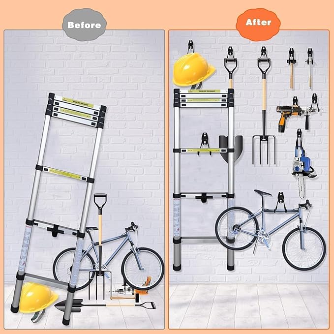 32 Pack Steel Garage Hooks Heavy Duty, Utility Wall Mount Hook with Anti-Slip Coating, Hanger & Organizer for Bulk Items, Bikes, Ladders, Power Tools, Ropes, and More Equipment