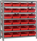 Quantum Storage Systems 1839-108RD Steel Shelving Unit with 4" Shelf Bins, 18" D x 36" W x 39" H, Red