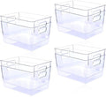 MOONEDGE Open Clear Plastic Storage Bins Stackable Organizer Containers with Handles for Kitchen, Pantry, Fridge, Cabinet, Closet Storage & Home Organization 8 Pack（11 x 8 x 6 in）
