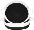 Sea Team 2-Pack Cotton Rope Baskets, 10 x 3 Inches Small Woven Storage Basket, Fabric Tray, Bowl, Round Open Dish for Fruits, Jewelry, Keys, Sewing Kits (Black & White)