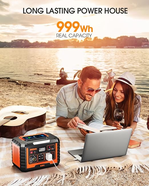 EBL Portable Power Station 1000W, Camping Solar Generator 270000mAh with 110V AC Outlet, PD 60W Fast Charging For Home Camping Emergency Backup