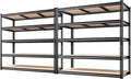 REIBII 48" W Garage Shelving Heavy Duty, 3000LBS Storage Shelves, 5-Tier Adjustable Metal Shelving, Garage Shelves Sturdy Industrial Shelf, Easy Assemble, 72" H x 48" W x 18" D, 2PC