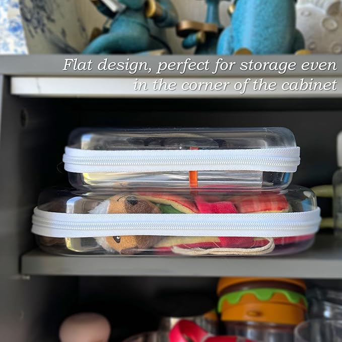 Clear Hard Zipper Case for Storage, Durable Clear Zipper Pouches, Hard Plastic Zippered Pouch for Snacks Toy Travel Organizer