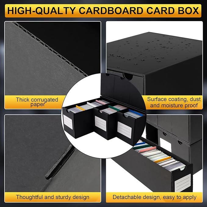 Trading Card Storage Box, Includes 24-600 CT Boxes & Card Dividers, + Trading Card Organizer for Collectible Card Games, for TCG, MTG, PTCG, Baseball Cards, with Labels & Tapes