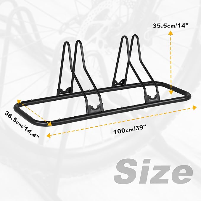CyclingDeal Bicycle Floor Parking Rack Stand - for Mountain MTB Road Bike - Indoor Home Garage Storage - Upgraded 2 Bikes