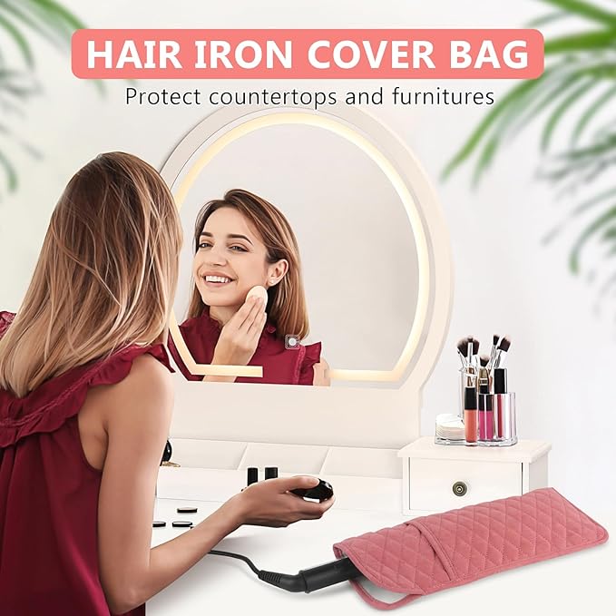 Heat Resistant Hair Tools Organizer Bag Portable Travel Storage Cover Pouch for Hair Straighteners, Curling Irons, Flat Irons and Hot Styling Tools(13.8" x 5.5")