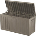 80 Gallon Deck Box, Resin Outdoor Indoor Waterproof Storage Box, Lockable Storage Box With Handle for Patio Furniture - Garden Tools - Swimming Pool Tools UV-Resistant, Grey
