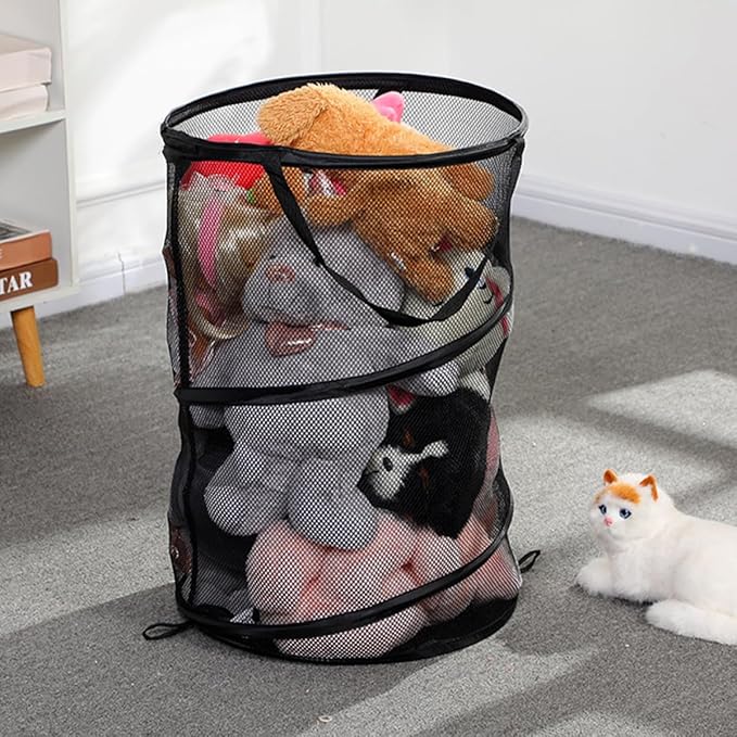 BESPORTBLE Foldable Laundry Basket with Handles Large Capacity Mesh Clothes Storage Container Portable Collapsible Hamper for Home Camping Dorm Travel Space-saving Organizer