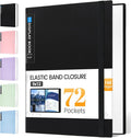 Sooez Art Portfolio 9"x12", 72 Pockets Large Portfolio Folder Display 144 Pages, Heavy Duty Binder with Plastic Sleeves&Elastic Band, Presentation Book with Clear Sheet Protector for Artwork Organizer