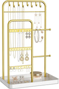 pickpiff Jewelry Holder Stand: Jewelry Display for Necklace, Bracelet, Earring, Ring, White & Gold