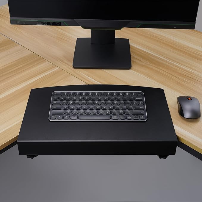 17 inch Corner Desk Connector Platform for Mounting Under-Desk Keyboard Trays on L-Shaped Workstations,Platform Extender Attachment (Black)