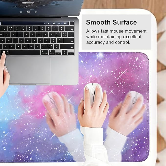 Galaxy Mouse Pad Large, Extended Gaming Desk Mat – 31.5 x 11.8 in – Watercolor Nebula Starry Sky Design, Stitched Edges, Non-Slip Base, Keyboard and Mouse Pad for Office & Home