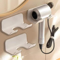 Universal Hair Dryer Holder, Blow Dryer Hanger Wall Mount for Hair Dryer Hook with Plug&Cord Organizer Self Adhesive for Cabinet Bathroom(2 Pack White)