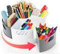 Rotating Art Supply Organizer Storage Caddy for Kids, 7 Bins Craft Crayon Marker Organizer for School Desk, Lazy Susan Pencil Holder for Classroom Organization, Homeschool Supplies